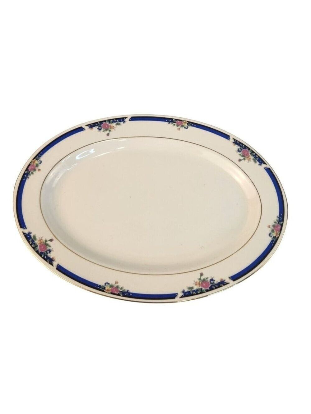 Royal Majestic Fine China Oval Serving Platter Morning Rose 8433 Floral Gold Tri